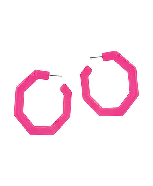 2 Inches Geo Shaped Acetate Hoop Earring