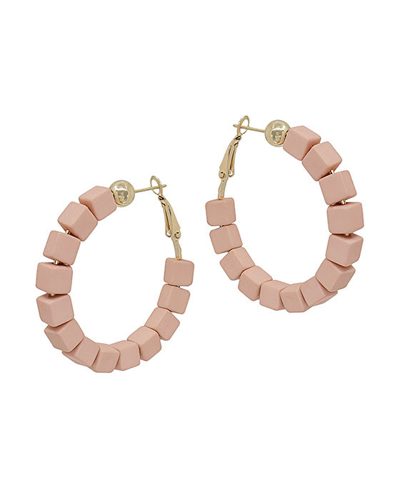 Color Block Beads Hoop Earring