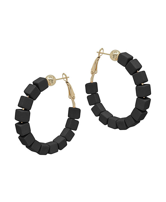 Color Block Beads Hoop Earring