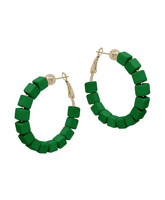 Color Block Beads Hoop Earring