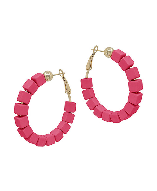 Color Block Beads Hoop Earring