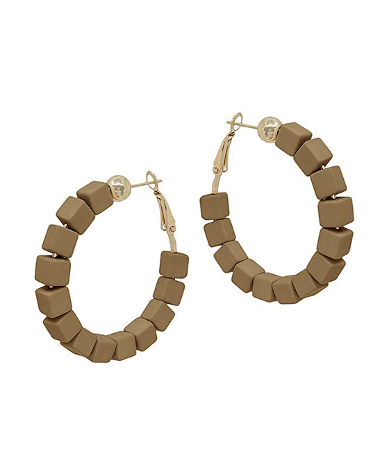 Color Block Beads Hoop Earring