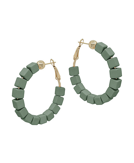 Color Block Beads Hoop Earring