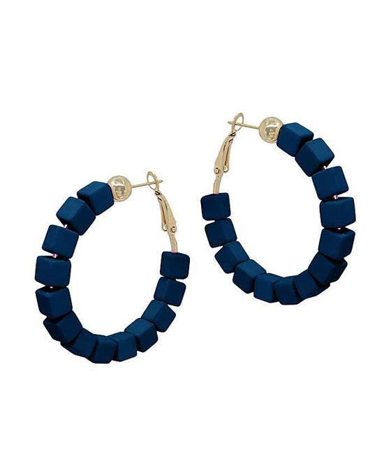 Color Block Beads Hoop Earring