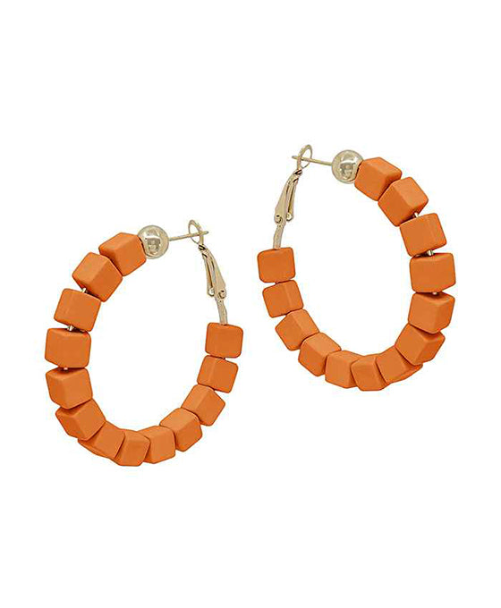 Color Block Beads Hoop Earring