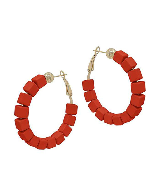 Color Block Beads Hoop Earring