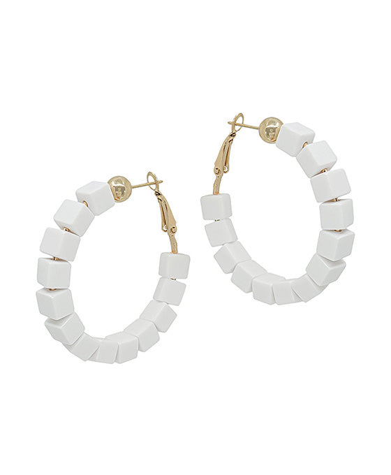 Color Block Beads Hoop Earring