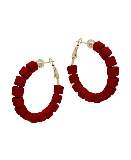 Color Block Beads Hoop Earring