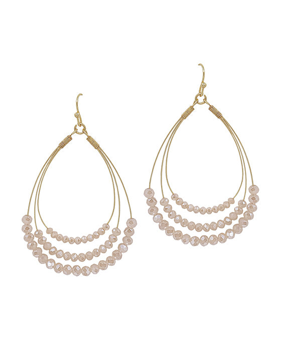 3 Layered Glass Beads Wire Earring