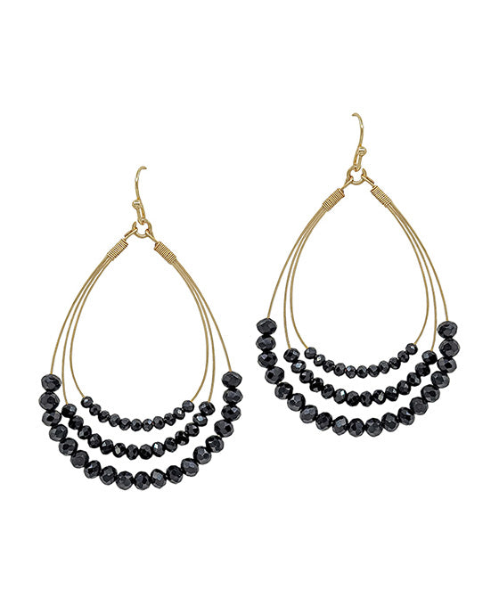 3 Layered Glass Beads Wire Earring