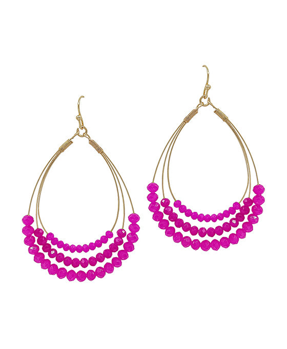 3 Layered Glass Beads Wire Earring