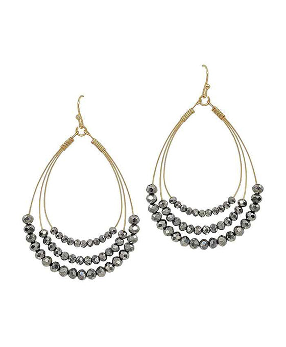 3 Layered Glass Beads Wire Earring