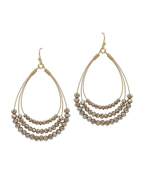 3 Layered Glass Beads Wire Earring