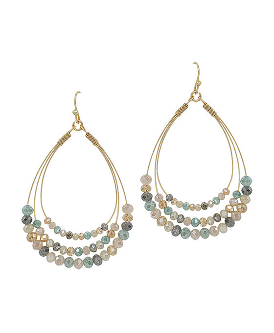 3 Layered Glass Beads Wire Earring