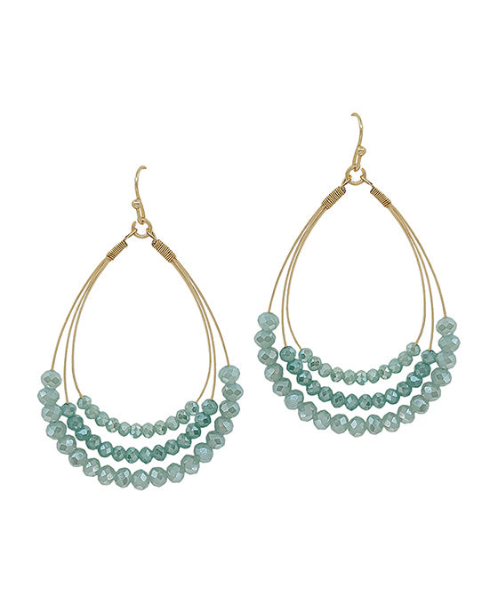 3 Layered Glass Beads Wire Earring