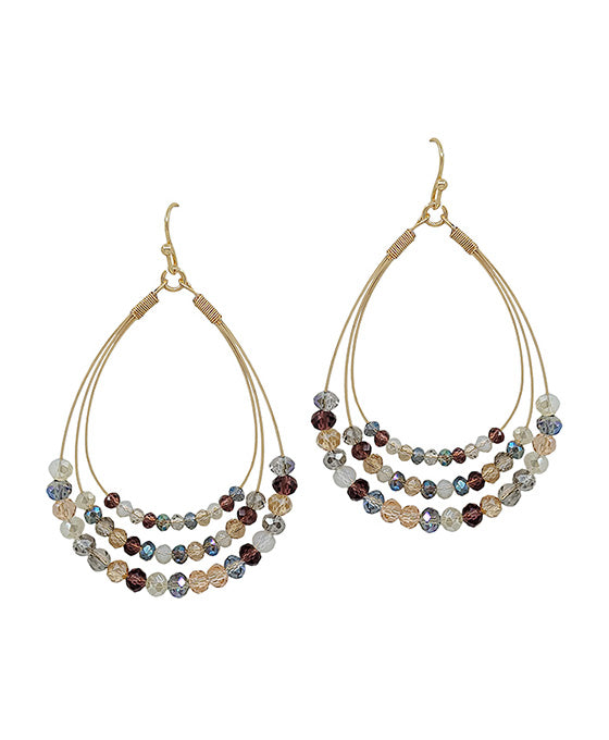 3 Layered Glass Beads Wire Earring