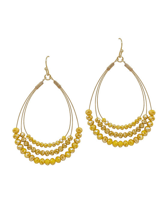 3 Layered Glass Beads Wire Earring