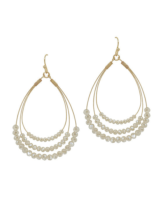 3 Layered Glass Beads Wire Earring