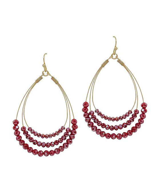 3 Layered Glass Beads Wire Earring