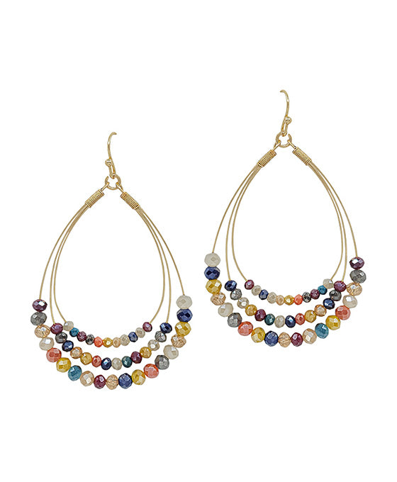 3 Layered Glass Beads Wire Earring