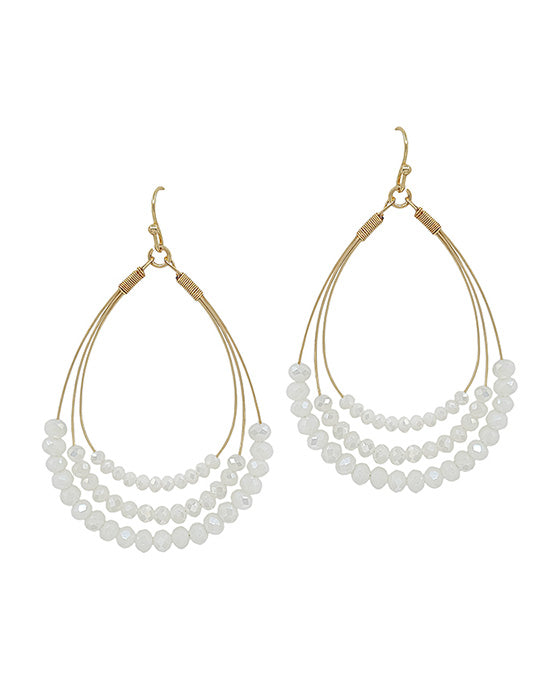 3 Layered Glass Beads Wire Earring