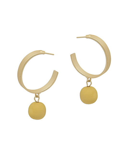 Metal Hoop w/ Clay Ball Drop Earring