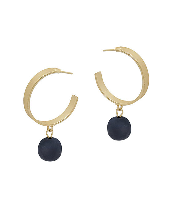 Metal Hoop w/ Clay Ball Drop Earring