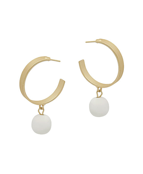 Metal Hoop w/ Clay Ball Drop Earring