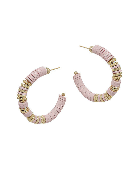 Metal CCB Accent Rubber C Hoop Earring
