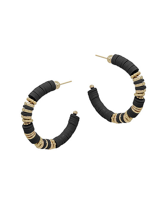 Metal CCB Accent Rubber C Hoop Earring