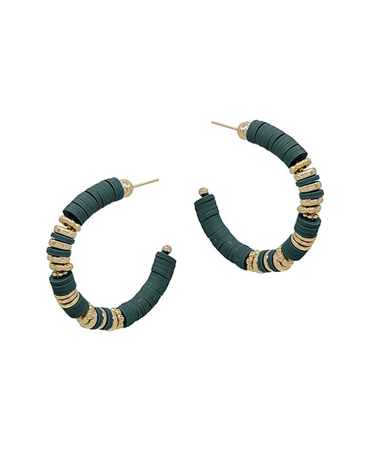 Metal CCB Accent Rubber C Hoop Earring