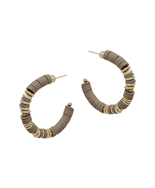 Metal CCB Accent Rubber C Hoop Earring