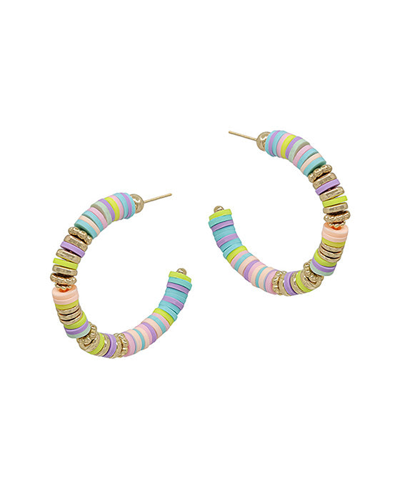 Metal CCB Accent Rubber C Hoop Earring