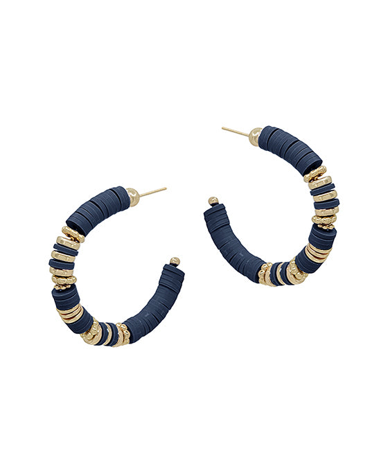 Metal CCB Accent Rubber C Hoop Earring