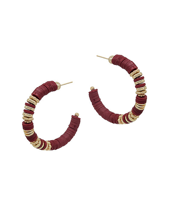 Metal CCB Accent Rubber C Hoop Earring
