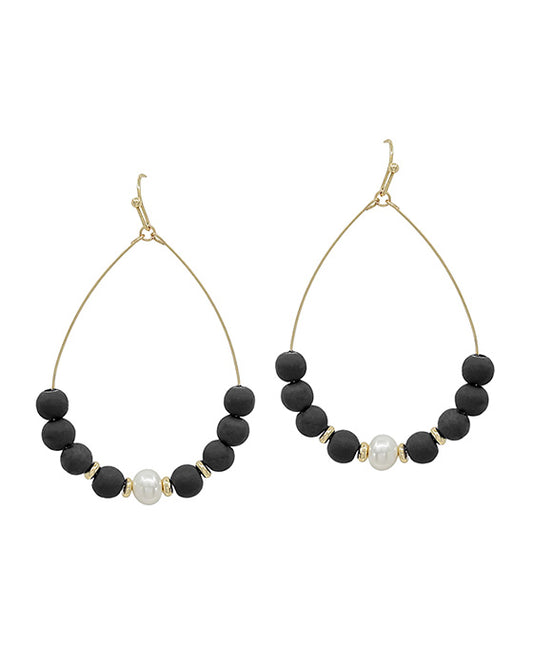 Freshwater Pearl Accent Clay Earring