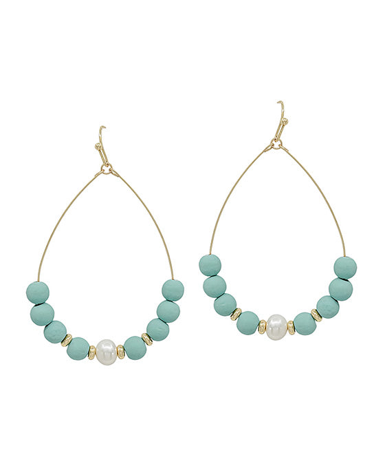 Freshwater Pearl Accent Clay Earring