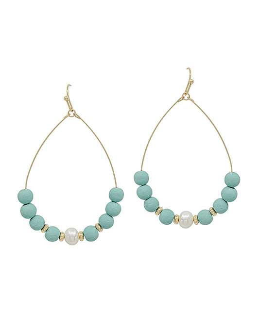 Freshwater Pearl Accent Clay Earring