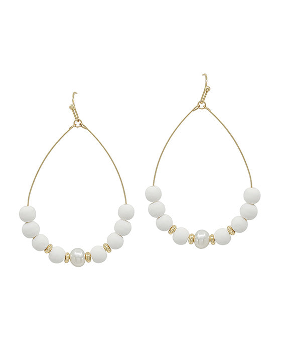 Freshwater Pearl Accent Clay Earring