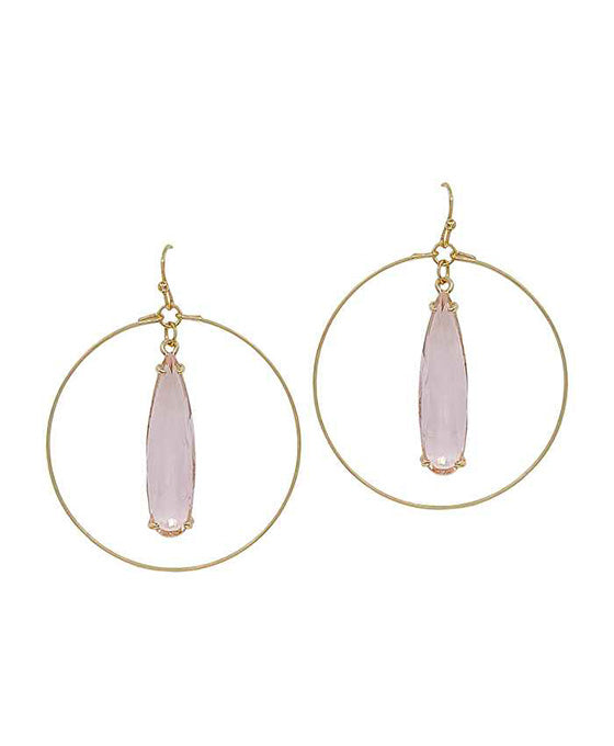 Round Wire w/ Teardrop Crystal Earring