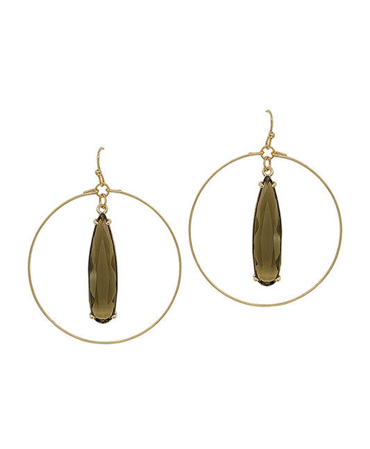Round Wire w/ Teardrop Crystal Earring