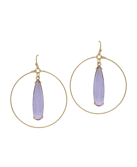 Round Wire w/ Teardrop Crystal Earring