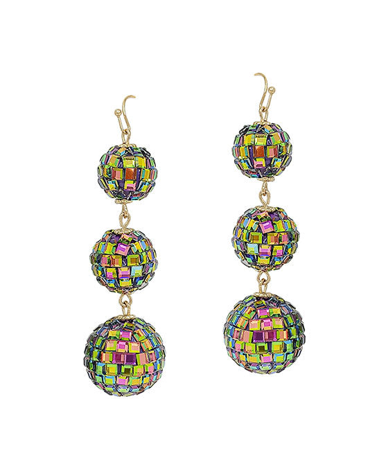 Discoball 3 Drop Earring
