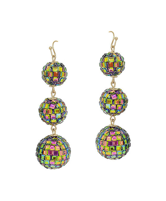 Discoball 3 Drop Earring