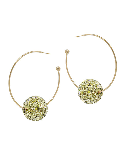 1.75 Inches C Hoop & 15mm Discoball Earring