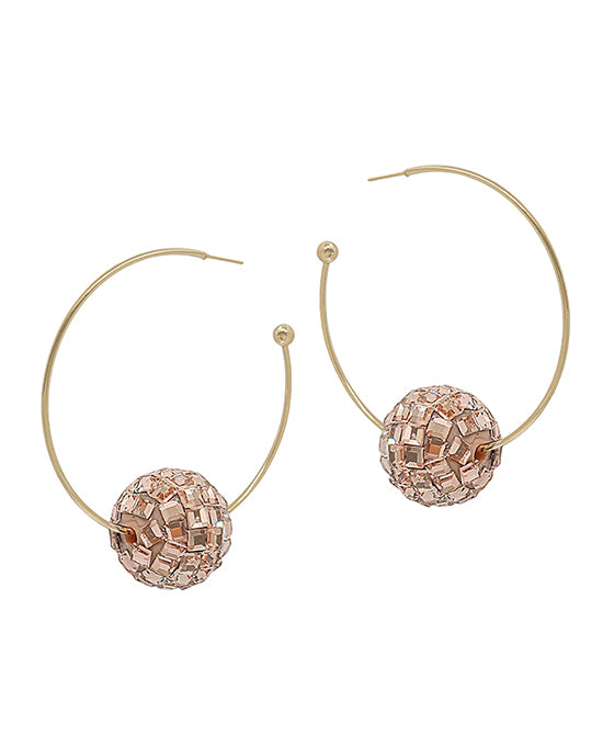 1.75 Inches C Hoop & 15mm Discoball Earring