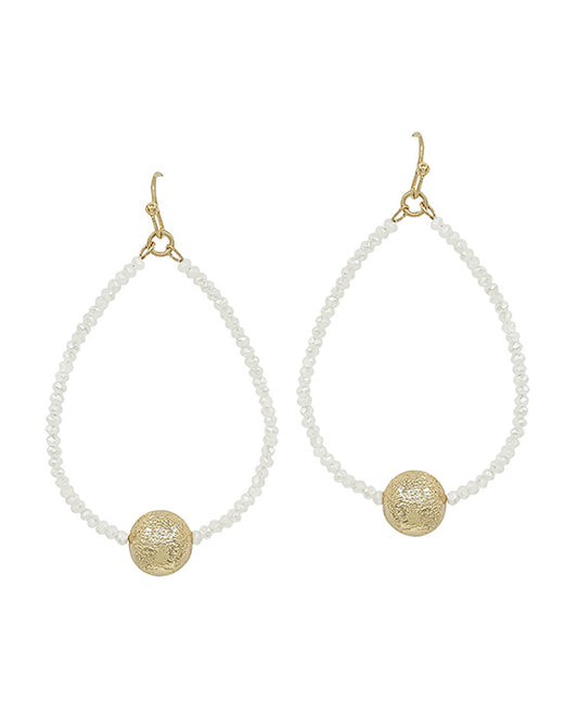 2 Inches Satin Ball Accent Teardrop Earring