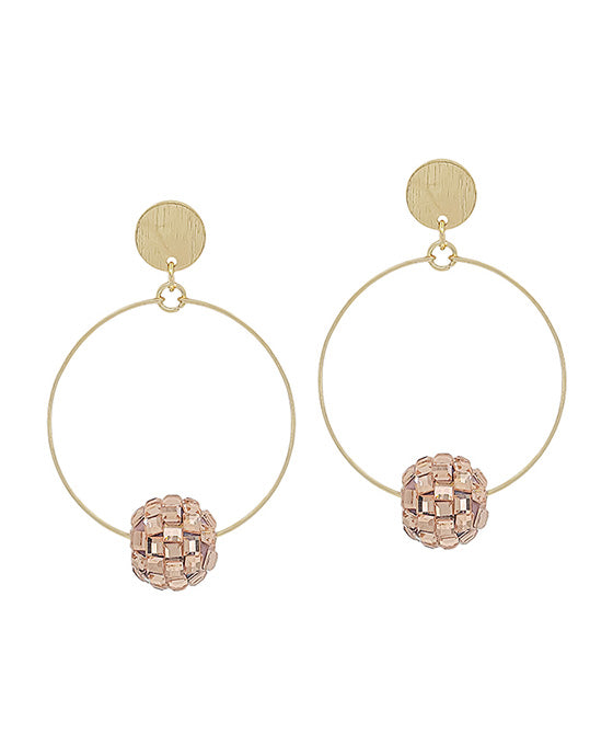 Round Wire w/ Disco Ball Accent Post Earring