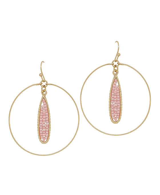 Teardrop Wire Seed Beads Round Earring