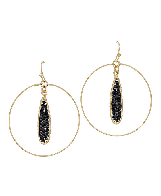 Teardrop Wire Seed Beads Round Earring